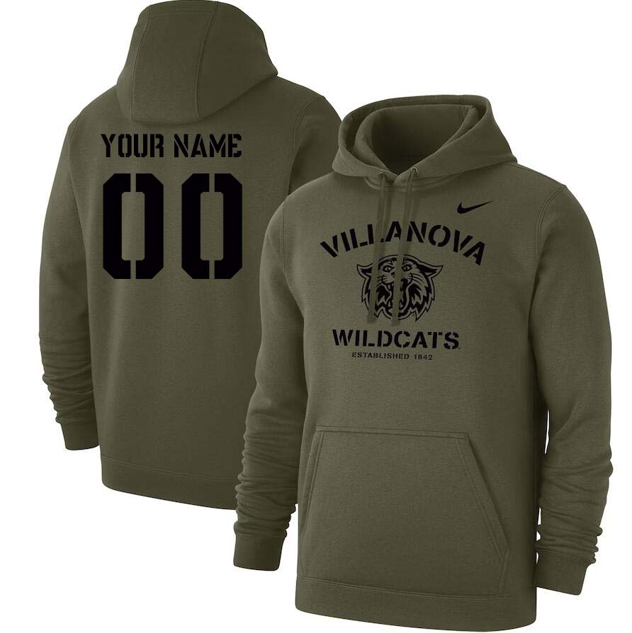 Custom Villanova Wildcats Name And Number College Hoodie-Olive